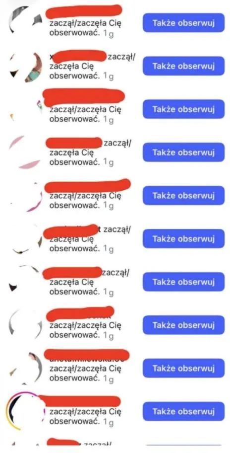 Nowi obserwujący na Instagramie